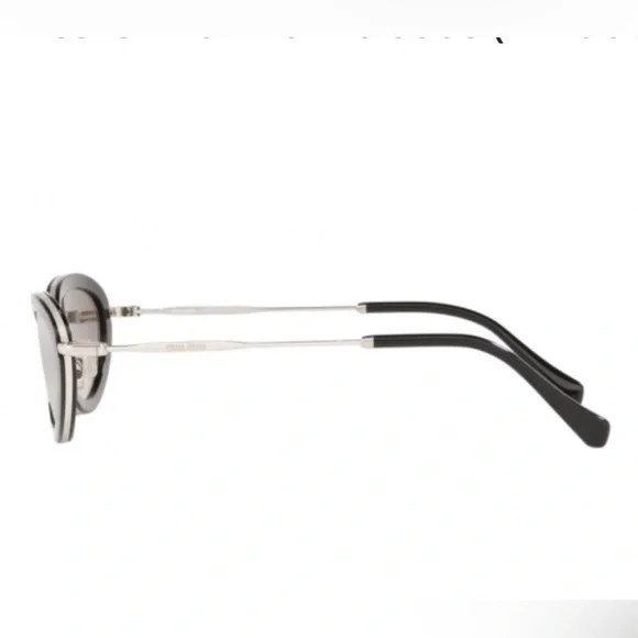 Miu Miu Oval Skinny Sunglasses Mu 58us 1ab 5o0 Black Silver/Grey NWT - Picture 6 of 15